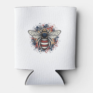 Enfriador De Latas Abeja Patriótica Grabado Vintage Diseño Vectorial_