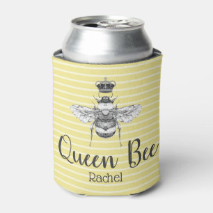 Enfriador De Latas Abeja reina y rayas del vintage el   personalizado