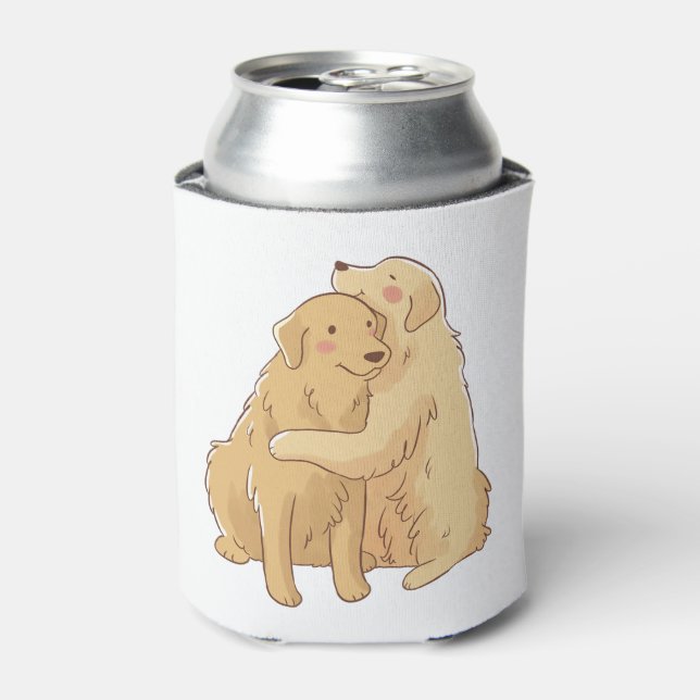 Enfriador De Latas Abrazo de Golden Retriever (Lata Anverso)