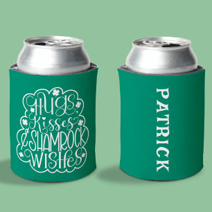 Enfriador De Latas Abrazos, besos y saludos de Shamrock San Patricio