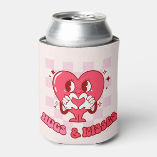 Enfriador De Latas "Abrazos y besos"   Corazón rosa dulce y amoroso