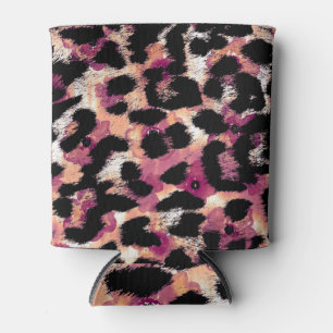 Enfriador De Latas Abstract Leopardo Watercolor: Gradiente floral