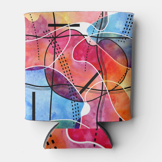 Enfriador De Latas Abstrato acuarela Patrón blanco negro (Anverso)