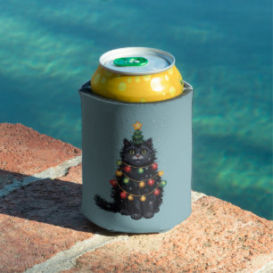 Enfriador De Latas Aceite de gato negro árbol de Navidad Pintura Alte
