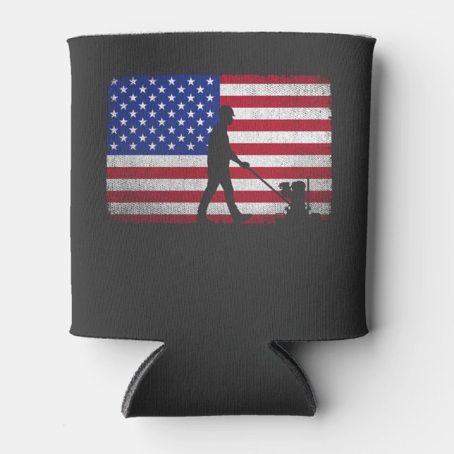 Enfriador De Latas Acero de hormigón Bandera Americana Patriótica (Anverso)