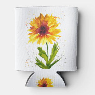 Enfriador De Latas Acuarela amarillo girasol florido naturaleza bonit