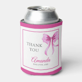 Enfriador De Latas Acuarela Coquette rosa Bow Sweet 16 Cumpleaños