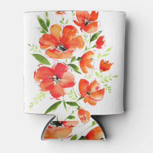 Enfriador De Latas Acuarela de amapola ornamental: Bouquet aislado