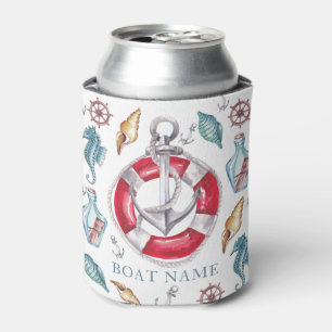 Enfriador De Latas Acuarela de barco personalizada Náutica
