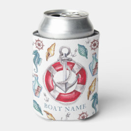 Enfriador De Latas Acuarela de barco personalizada Nautical
