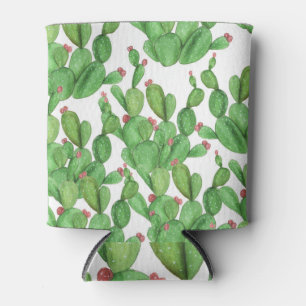 Enfriador De Latas Acuarela de Cactus: fondo de patrón sin soldadura