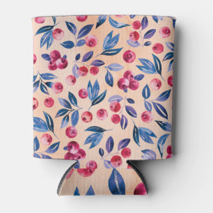 Enfriador De Latas Acuarela de Cranberry: Fresas silvestres sin mar