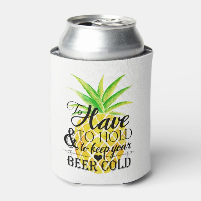 Enfriador De Latas Acuarela De Piña Para Tener Boda (Lata Anverso)