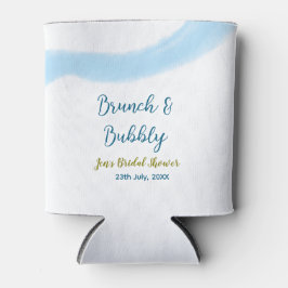 Enfriador De Latas Acuarela dorada azul burbujeante y nupcial brunch 