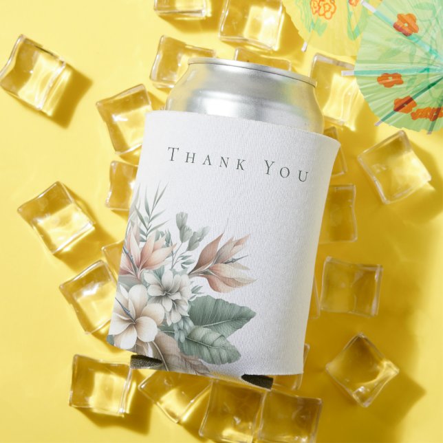 Enfriador De Latas Acuarela Elegancia Tropical-Boda-Gracias- (Verano in situ)