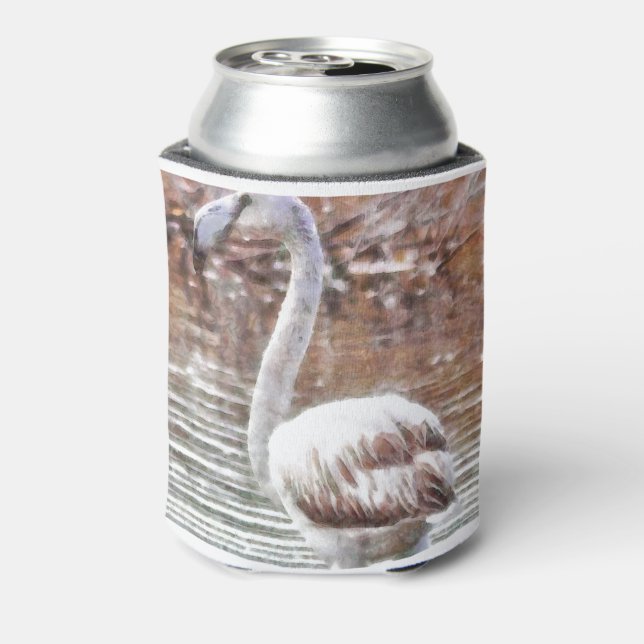 Enfriador De Latas Acuarela Flamingo Exótico (Reverso de la lata)