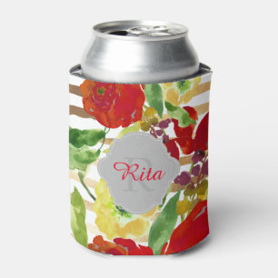 Enfriador De Latas Acuarela floral de PixDezines/fondo de bricolaje