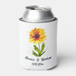 Enfriador De Latas Acuarela girasol amarillo floral naturaleza Bodas