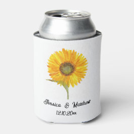 Enfriador De Latas Acuarela girasol floral naturaleza Bodas