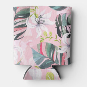 Enfriador De Latas Acuarela Lillies: Sueños de tela pastel