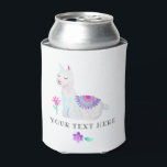 Enfriador De Latas Acuarela Llama Kids Birthday Fiesta<br><div class="desc">Personalizable de los refrigeradores de bebidas del Partido de Cumpleaños de Cute Llama a los detalles de tu evento.</div>