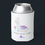 Enfriador De Latas Acuarela Llama Kids Birthday Fiesta<br><div class="desc">Personalizable de los refrigeradores de bebidas del Partido de Cumpleaños de Cute Llama a los detalles de tu evento.</div>