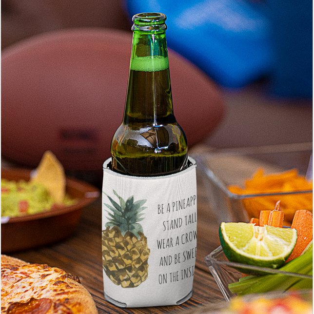 Enfriador De Latas Acuarela moderna piña y cita graciosa positiva (Subido por el creador)