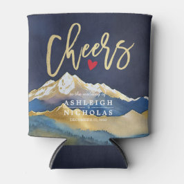 Enfriador De Latas Acuarela Montañas Doradas Bodas vitorean para amar