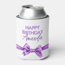 Enfriador De Latas Acuarela Morado Bow Coquette Sweet 16 Cumpleaños