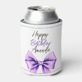 Enfriador De Latas Acuarela Morado Bow Dulce 16 Cumpleaños