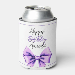 Enfriador De Latas Acuarela Morado Bow Dulce 16 Cumpleaños