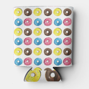 Enfriador De Latas Acuarela pequeñas donuts, patrón sin costuras.