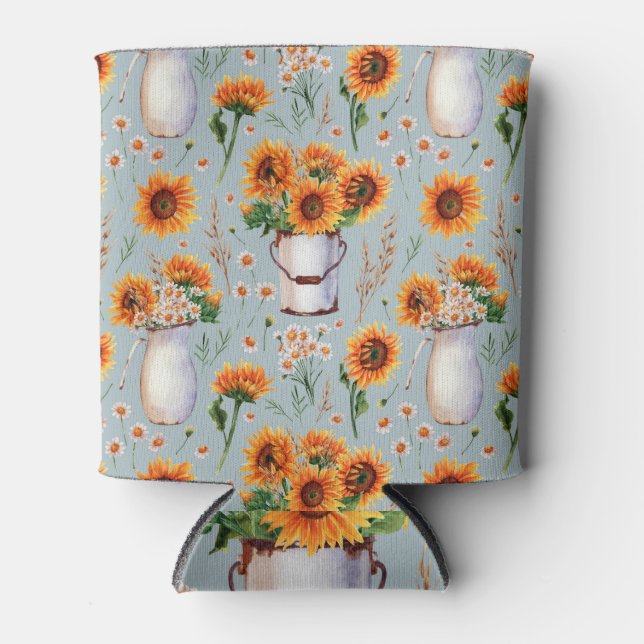 Enfriador De Latas Acuarela Rústica Sunita, Patrón Sin Marea. (Anverso)