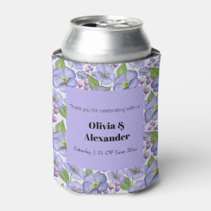 Enfriador De Latas Acuarela Violetas Moradas y Patrón Floral