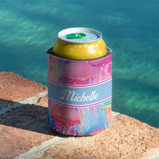 Enfriador De Latas Acuario rosa de verano tropical personalizado para (Piscina in situ)