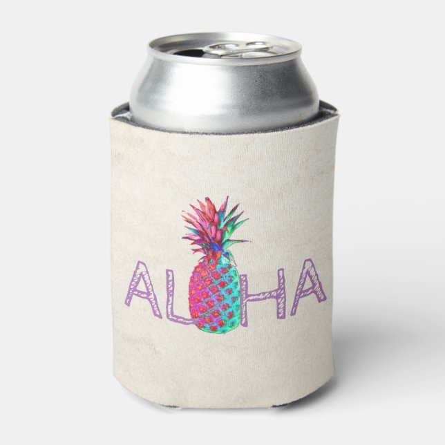 Enfriador De Latas Adorable Aloha Hawaiian Pineapple (Lata Anverso)