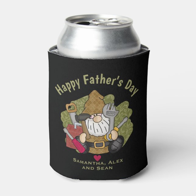 Enfriador De Latas Adorable Handyman & Carpenter Garden Gnome (Lata Anverso)