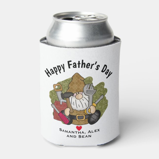 Enfriador De Latas Adorable Handyman & Carpenter Garden Gnome (Lata Anverso)