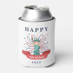 Enfriador De Latas Adorable Patriótico Rojo Blanco Y Azul 4 De Julio