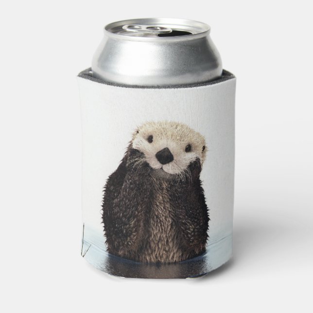 Enfriador De Latas Adorable sonriente en el lago (Reverso de la lata)