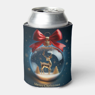 Enfriador De Latas Adorno de Ciervo Dorado en una Burbuja de Navidad