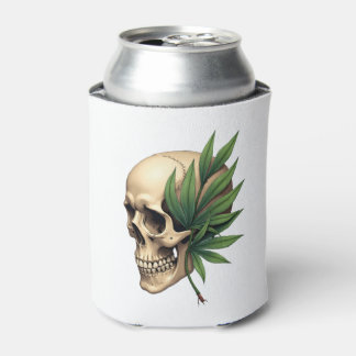Enfriador De Latas Aesthetic Goth Grunge Skull Tropical Monstera Leaf