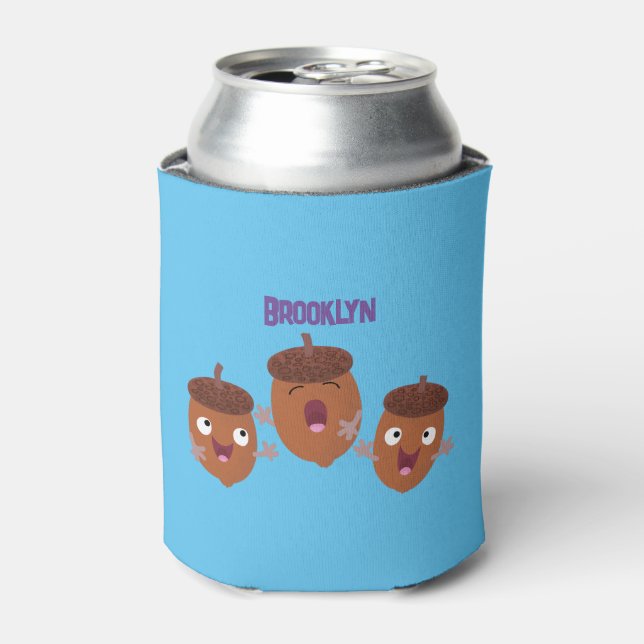 Enfriador De Latas Agradables bellotas cantando personalizado para lo (Lata Anverso)