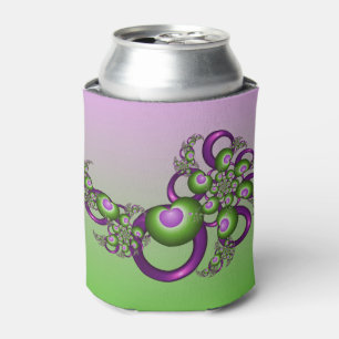 Enfriador De Latas Agradables corazones verdes rosados modernos abstr