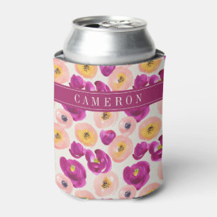 Enfriador De Latas Agrega tu nombre   Patrón botánico acuarela