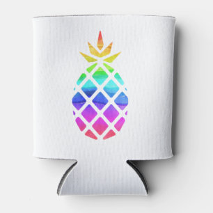 Enfriador De Latas Aguada de piña arcoíris acuarela tropical colorida