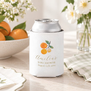 Enfriador De Latas Aguarela Naranja Citrus Baby Shower Personalizado
