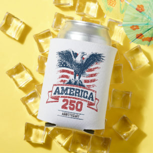 Enfriador De Latas Águila Americana Patriótica Feliz 250 Aniversario