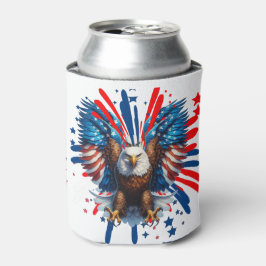 Enfriador De Latas Águila calva y estrellas vibrantes y tendedero ref