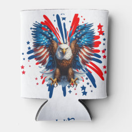 Enfriador De Latas Águila calva y estrellas vibrantes y tendedero ref